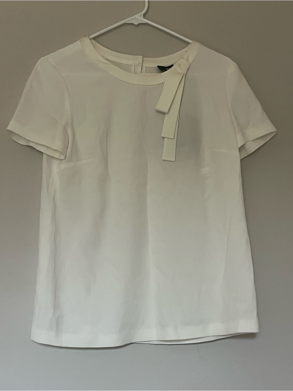 PAULE KA Cream Short-Sleeve Bow-Neck Blouse